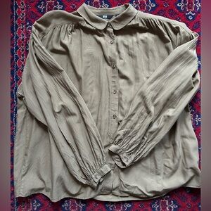 Green Peter Pan Collar Uniqlo Blouse